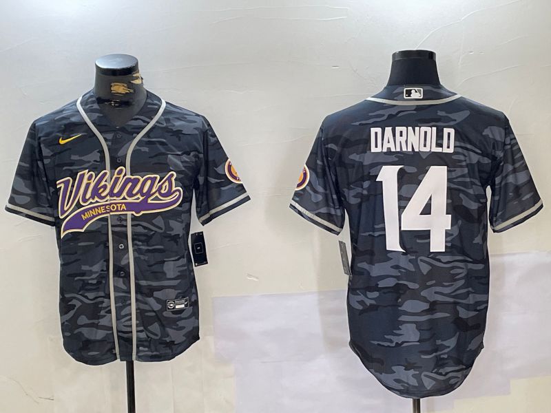 Men Minnesota Vikings 14 Darnold Camo Joint Name 2024 Nike Limited NFL Jersey style 1